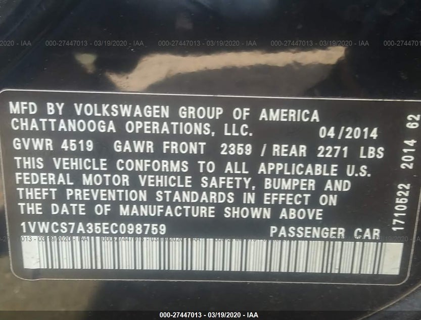 1VWCS7A35EC098759