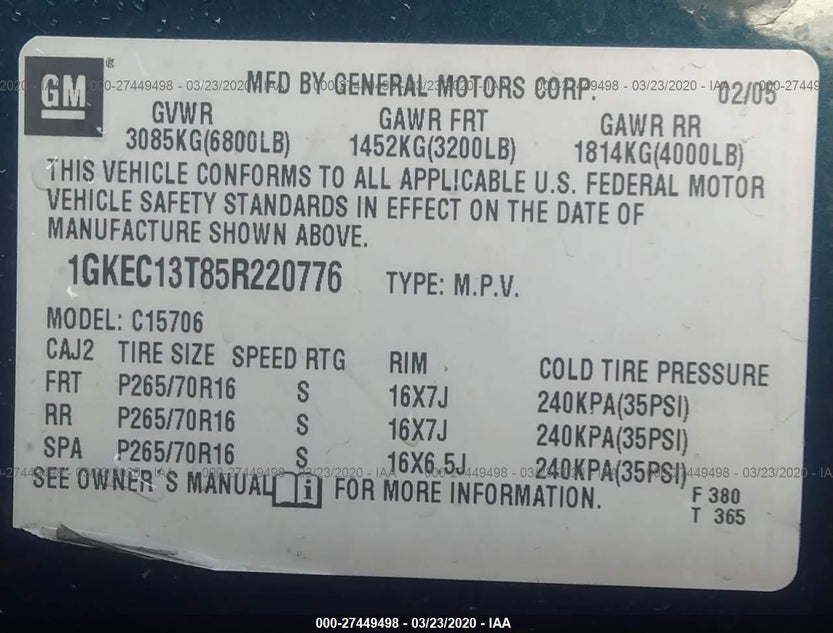 1GKEC13T85R220776