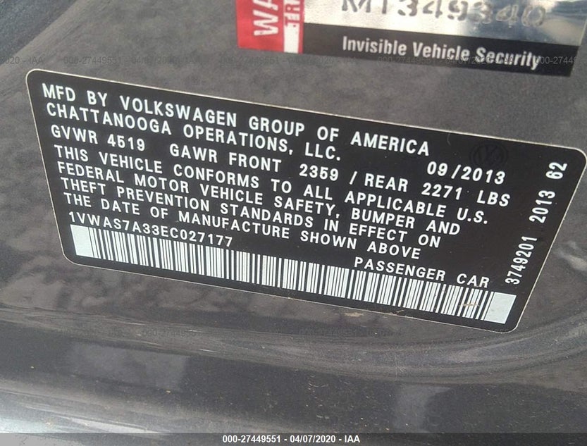 1VWAS7A33EC027177