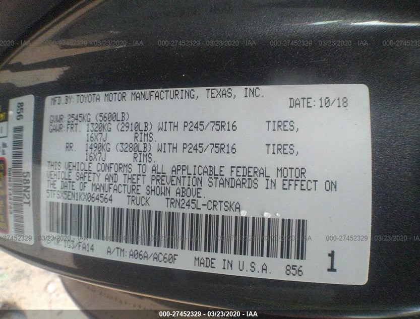 5TFSX5EN1KX064564
