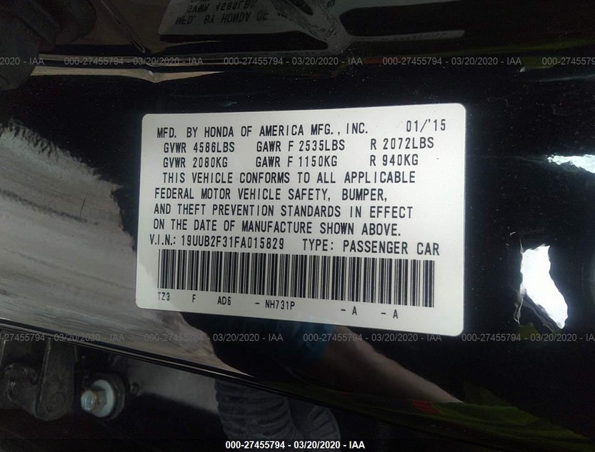 19UUB2F31FA015829