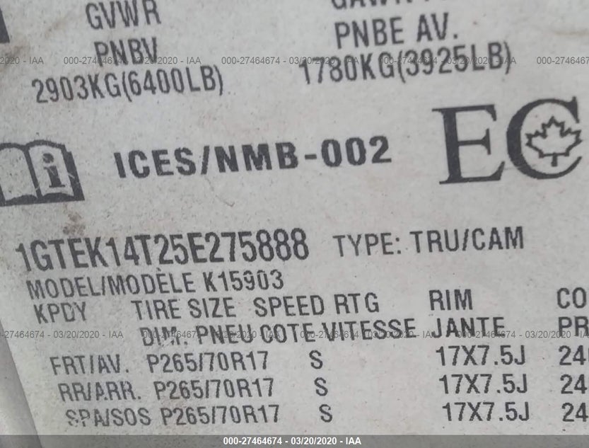 1GTEK14T25E275888