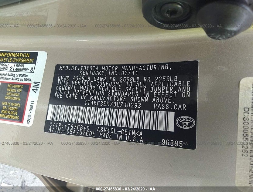 4T1BF3EK7BU710393