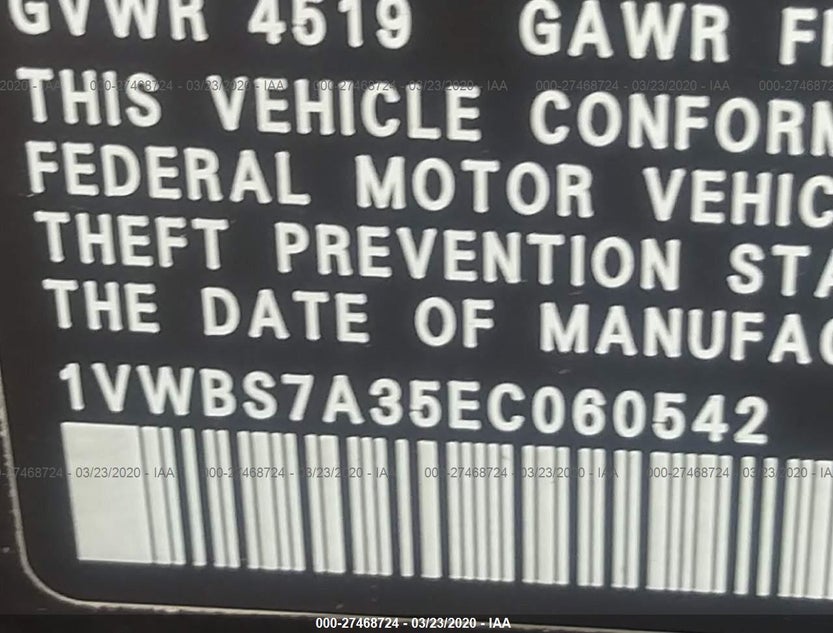 1VWBS7A35EC060542