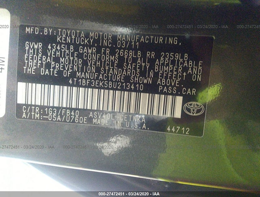 4T1BF3EK5BU213410