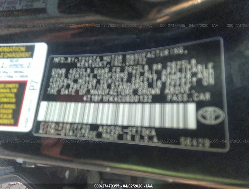 4T1BF1FK4CU600132