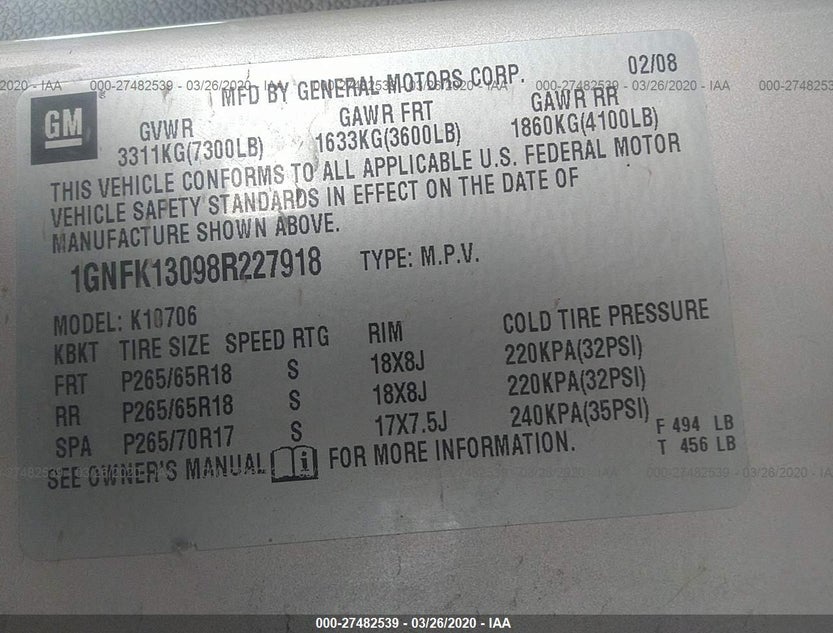 1GNFK13098R227918