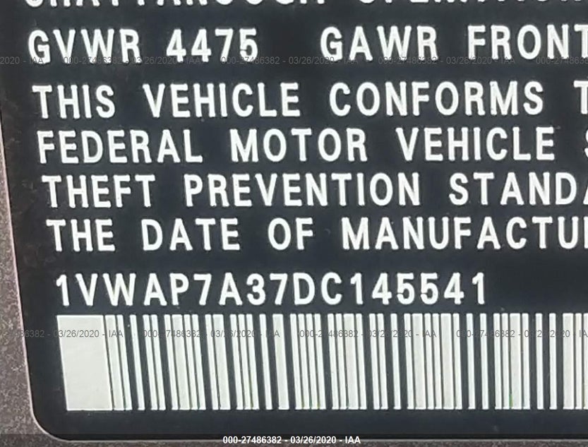 1VWAP7A37DC145541