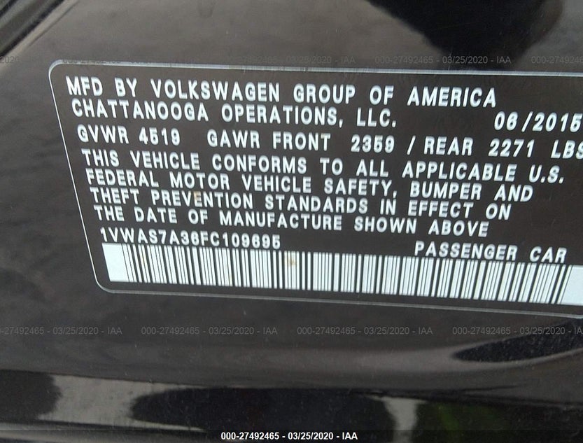 1VWAS7A36FC109695