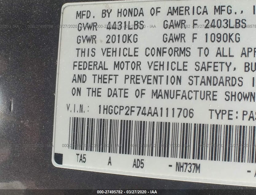 1HGCP2F74AA111706