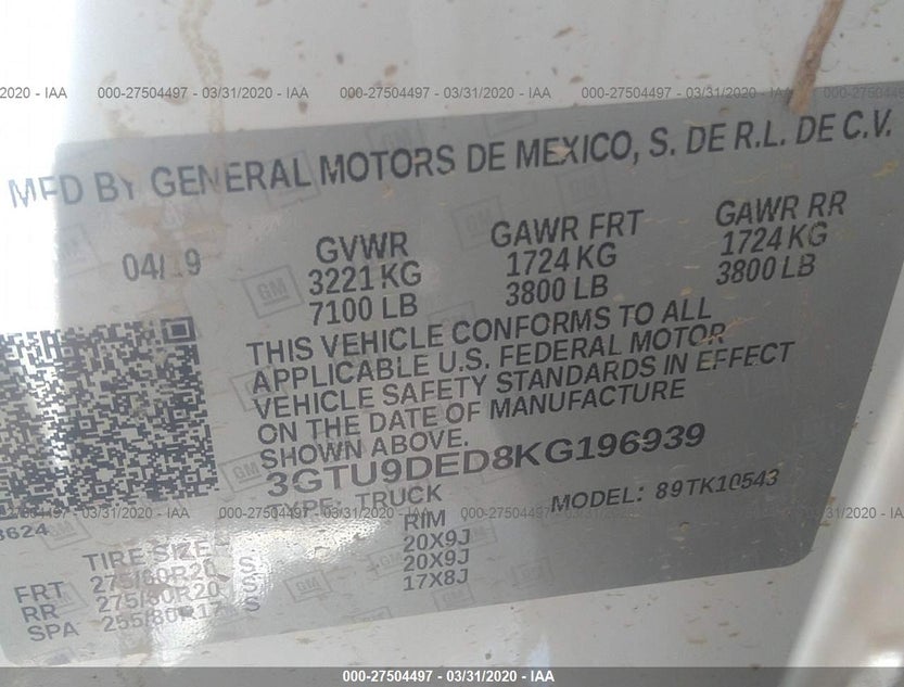 3GTU9DED8KG196939