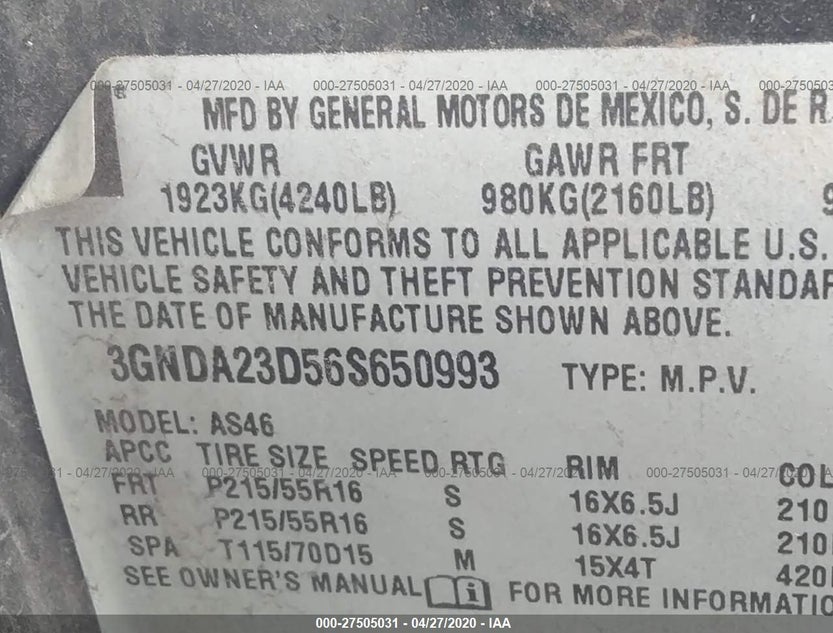 3GNDA23D56S650993