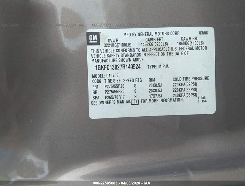 1GKFC13027R149524