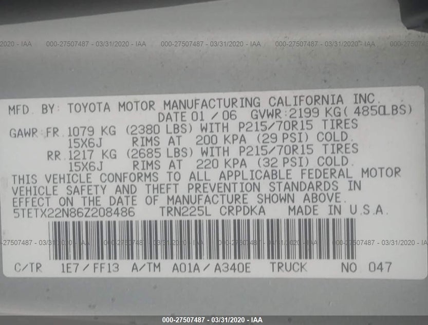 5TETX22N86Z208486