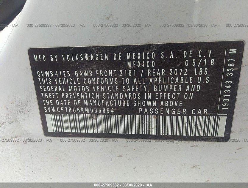 3VWC57BU6KM035954