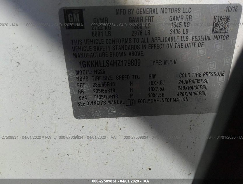 1GKKNLLS4HZ179809