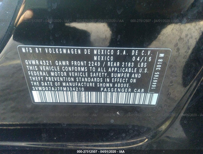3VWD07AJ7FM334210