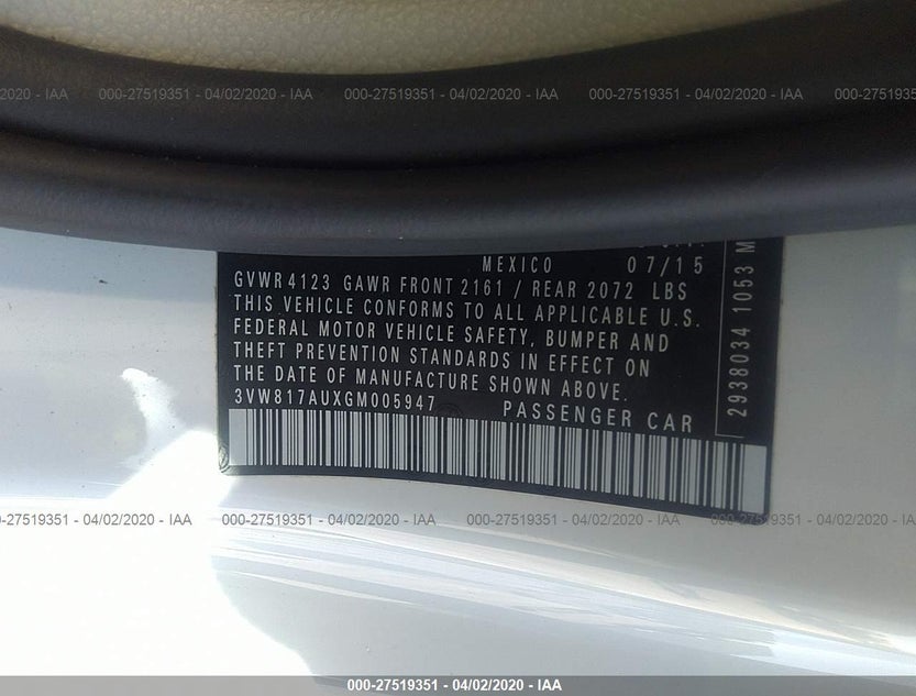 3VW817AUXGM005947