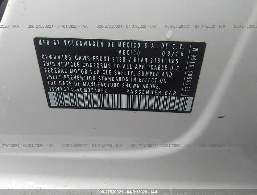 3VW267AJ5GM354852