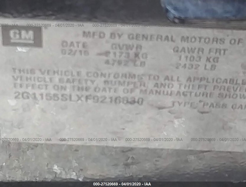 2G1155SLXF9216830