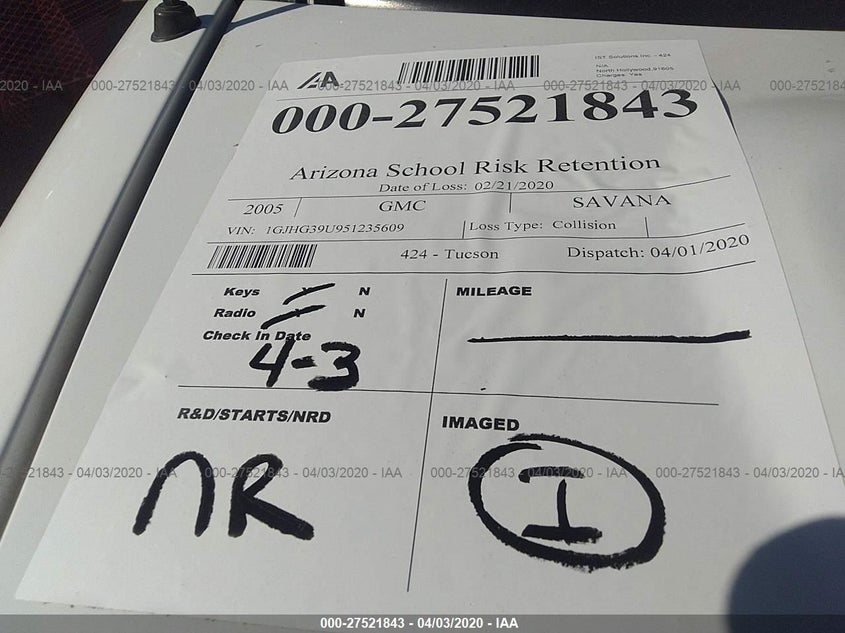 2005 GMC Savana Standard VIN: 1GJHG39U951235609 Lot: 27521843