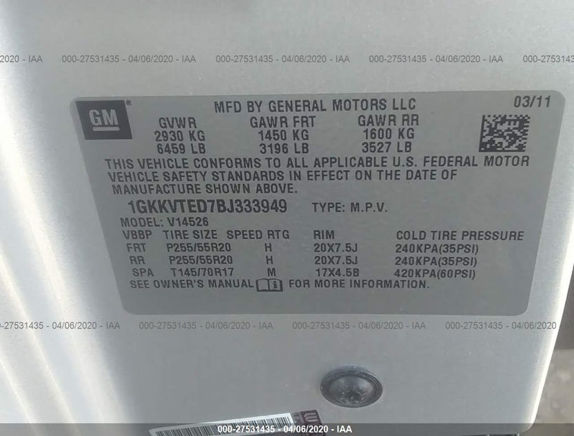1GKKVTED7BJ333949