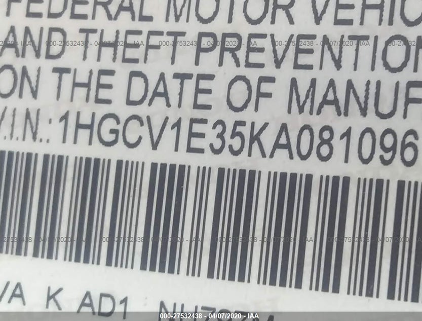 1HGCV1E35KA081096