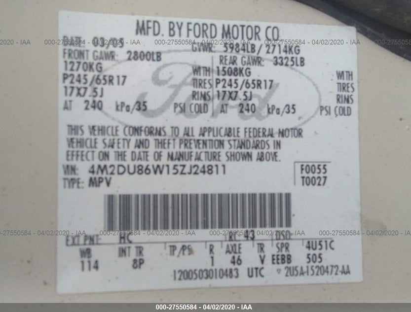 4M2DU86W15ZJ24811