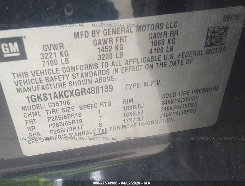 1GKS1AKCXGR480139