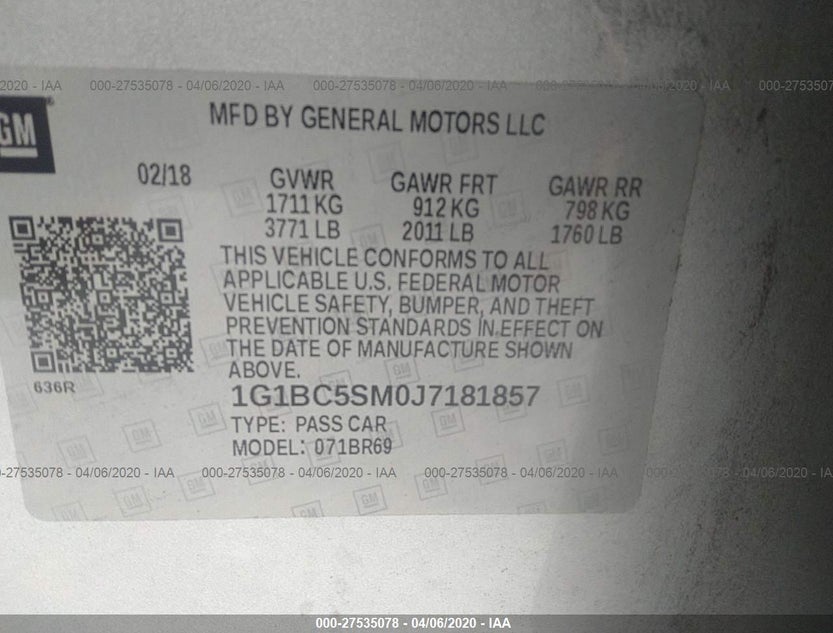 1G1BC5SM0J7181857