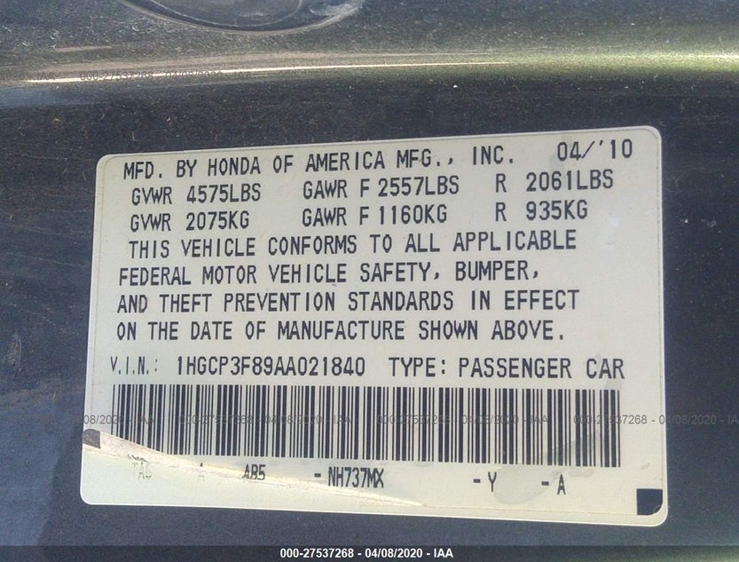 1HGCP3F89AA021840