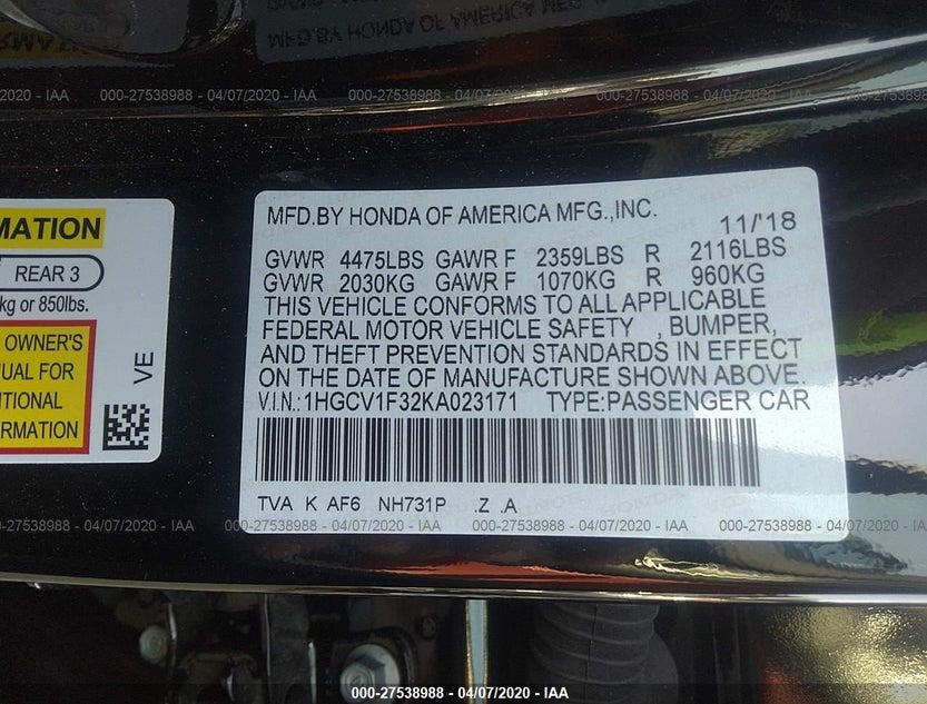 1HGCV1F32KA023171