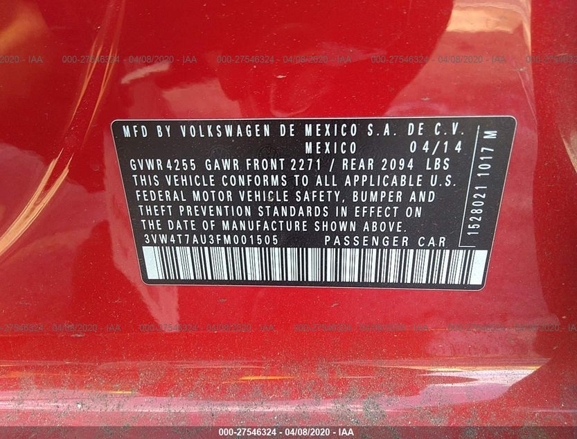 3VW4T7AU3FM001505