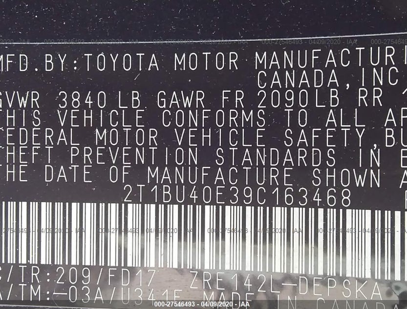 2T1BU40E39C163468