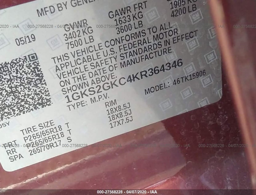 1GKS2GKC4KR364346