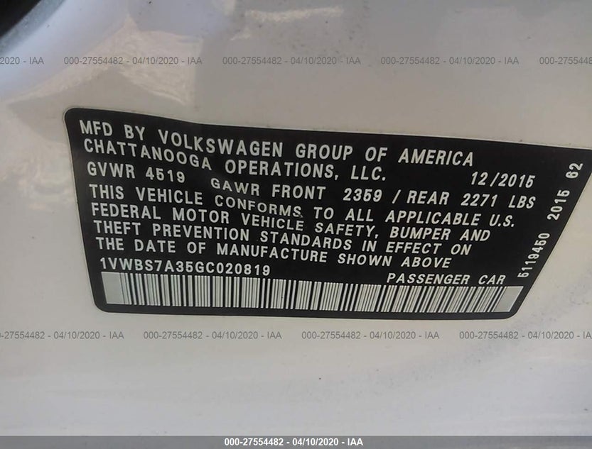 1VWBS7A35GC020819