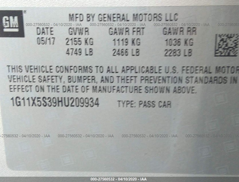 1G11X5S39HU209934