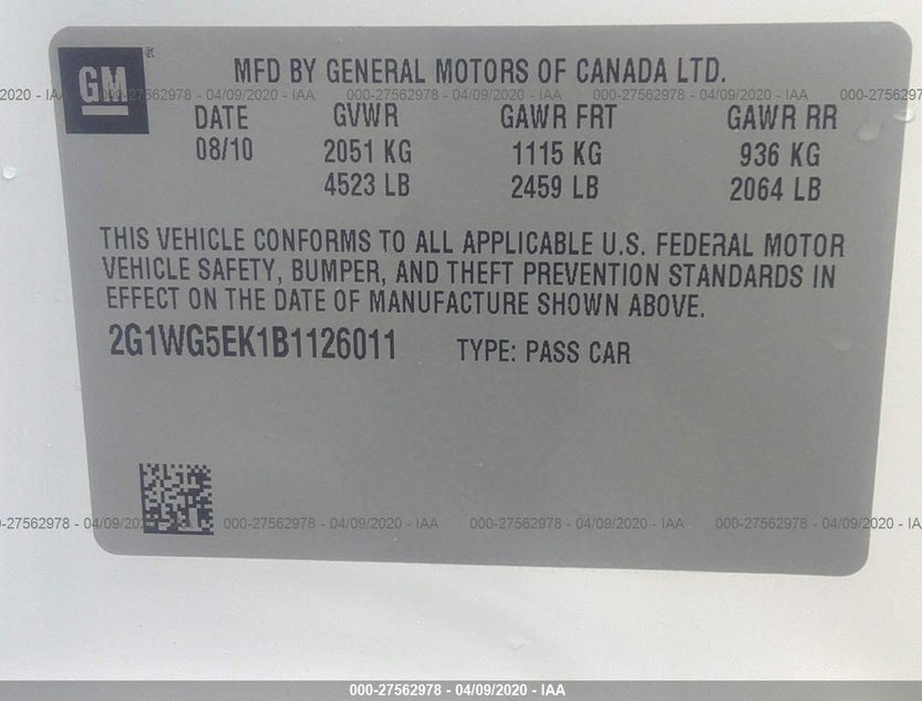 2G1WG5EK1B1126011