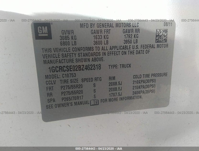 1GCRCSE02BZ462318