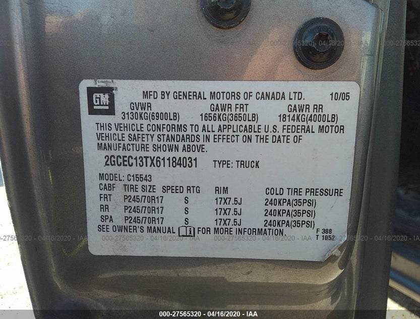 2GCEC13TX61184031
