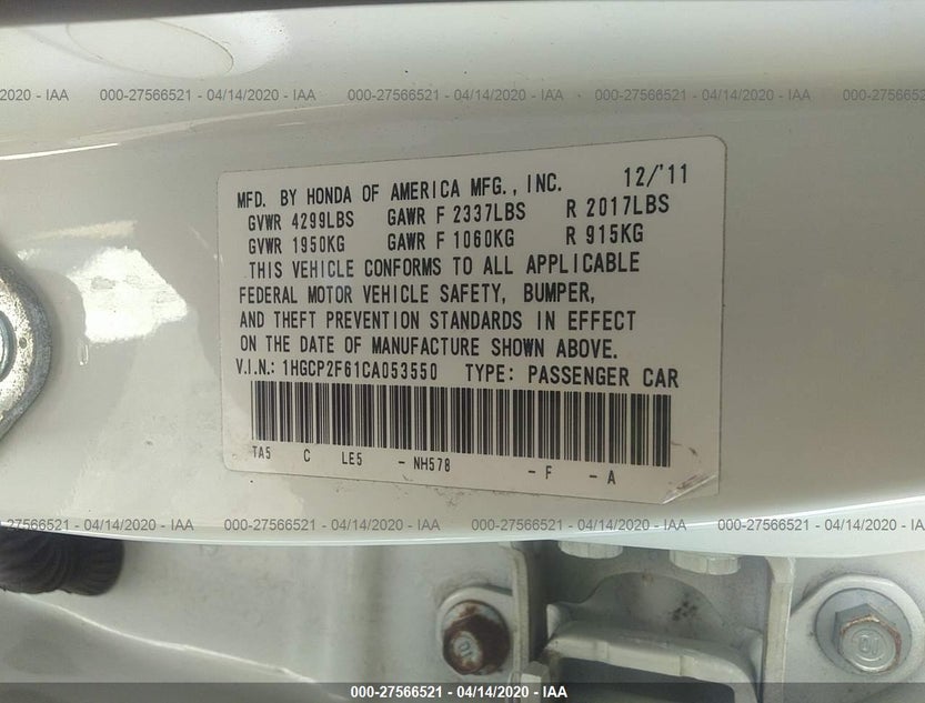 1HGCP2F61CA053550
