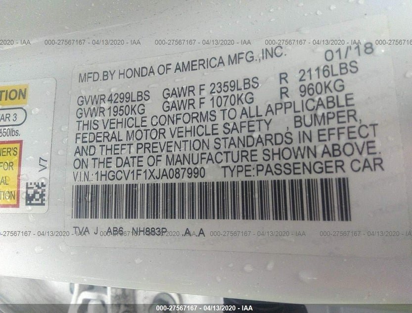 1HGCV1F1XJA087990