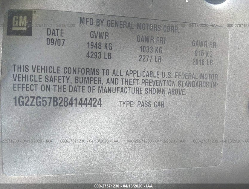 1G2ZG58NX74126809