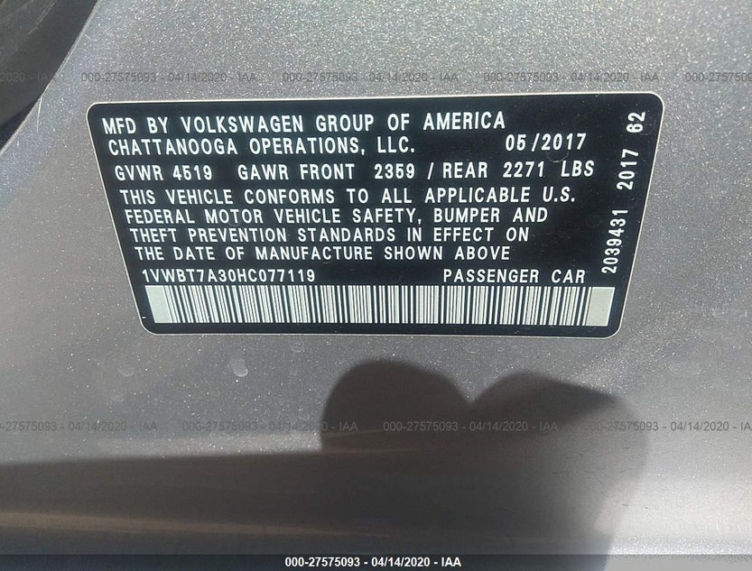 1VWBT7A30HC077119