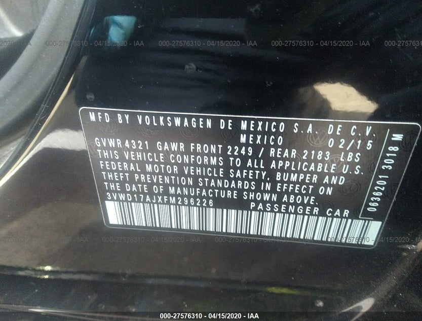 3VWD17AJXFM296226