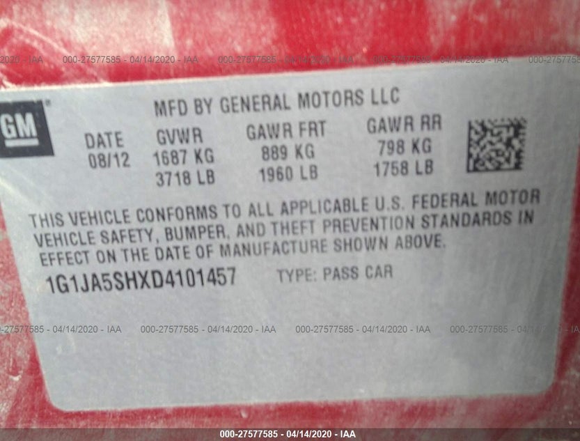 1G1JA5SHXD4101457