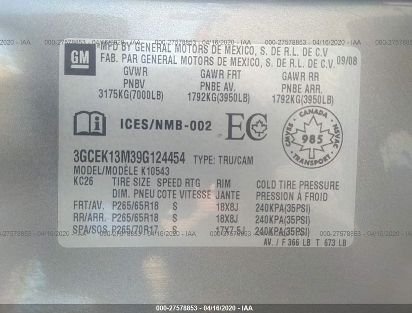 3GCEK13M39G124454
