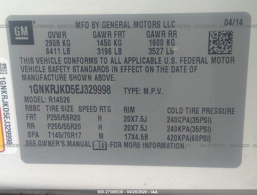 1GNKRJKD5EJ329998