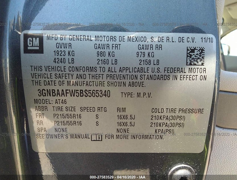 3GNBAAFW5BS565340