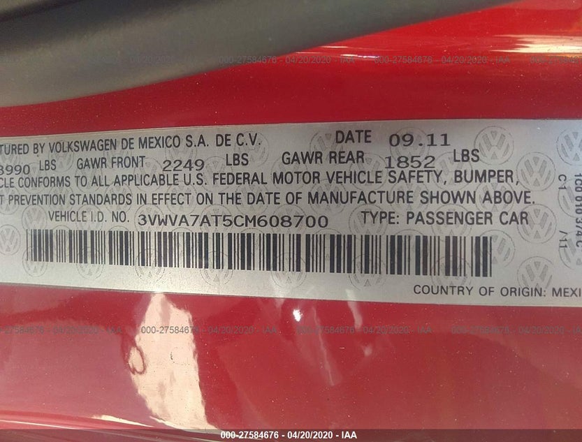 3VWVA7AT5CM608700